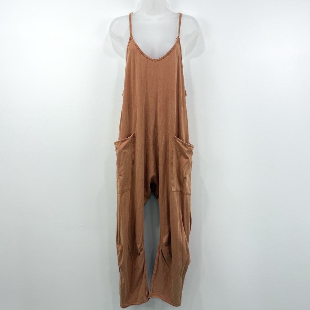 Free People Movement Hot Shot Jumpsuit XS Toasted Coconut Slouchy Drop‎ Crotch
